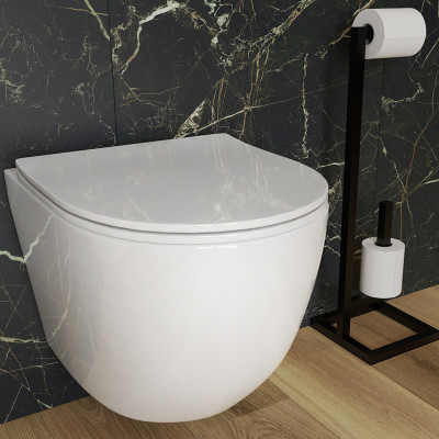 HOMELIKE ZESTAW GROHE 4 W 1 + przycisk gunmetal grafit prostokątny + miska WC Sinto 3.0 tornado