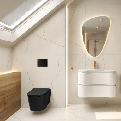 HOMELIKE Zestaw WC 4w1 Versoni Black 3.0 tornado + przycisk czarny prostokątny (101.3.4)