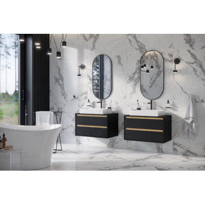 EXCELLENT TUTO SZAFKA Z BLATEM 80 CM, CZARNY MAT/DĄB (2 SZUFLADY) MLEX.0104.800.BKBL