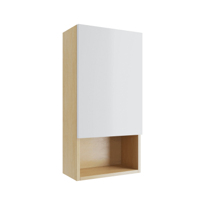 EXCELLENT TUTO SZAFKA WISZĄCA DĄB 40X80X20 CM Z FRONTEM LAKIEROWANYM PRAWA, BIAŁY MLEX.0107.400.BLWH