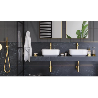 EXCELLENT D54 SYFON UMYWALKOWY, STAL NIERDZEWNA, ZŁOTY INEX.2018GL