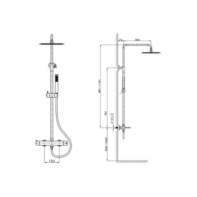 Natynkowy zestaw prysznicowy z deszczownicą Orion Brushed Copper