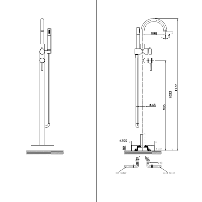 Bateria wannowa wolnostojąca okrągła Orion Chrome
