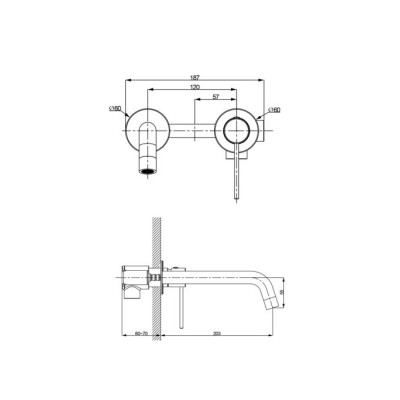 Bateria umywalkowa podtynkowa Orion Brushed Copper