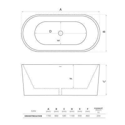 Wanna wolnostojąca Oklahoma 1700
