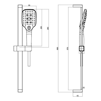 Zestaw prysznicowy z drążkiem Cetus Chrome