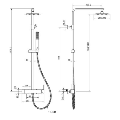 Natynkowy zestaw prysznicowy z deszczownicą Aquila Chrome