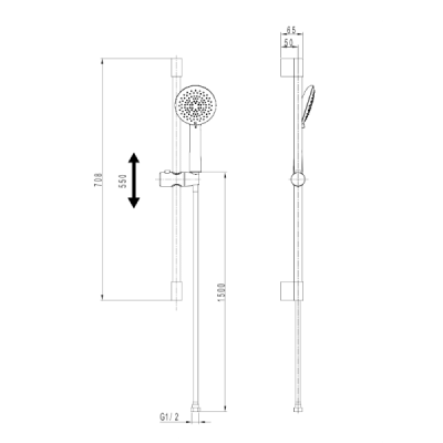 Zestaw prysznicowy z drążkiem Orion Matt Black