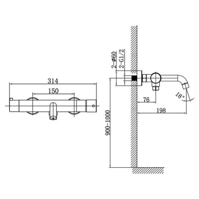 Bateria wannowo - prysznicowa Orion Brushed Gold