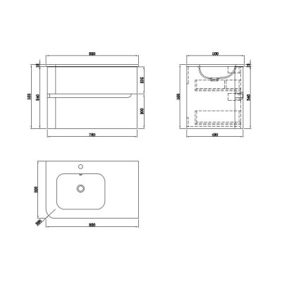Szafka wisząca z umywalką szklaną Atlanta Black 800