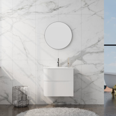 Szafka wisząca z umywalką szklaną Atlanta White 600