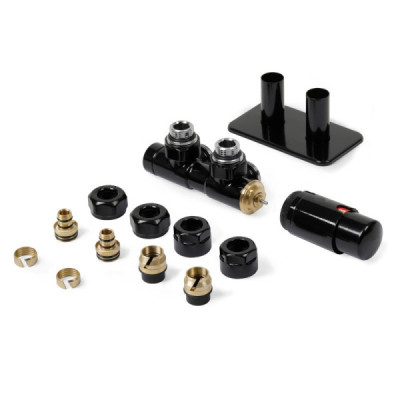 Zestaw zaworów Twins kątowy prawy Czarny Mat