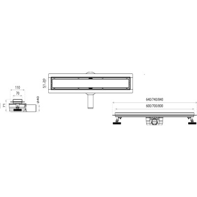Odpływ liniowy Plate steel 600