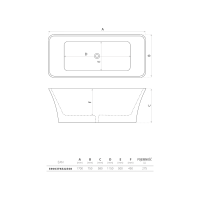 Wanna wolnostojąca Rilassa 1700