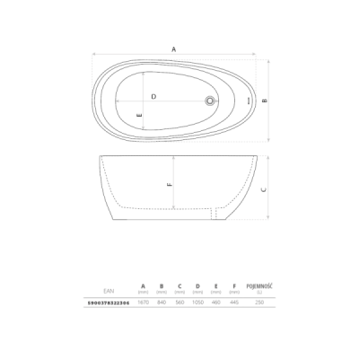 Wanna wolnostojąca Lacrima 1670