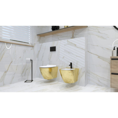 Miska wisząca Lavita Sofi Slim gold/white z deską białą