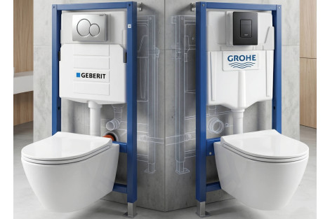 Geberit czy Grohe? Który zestaw podtynkowy WC wybrać do swojej łazienki